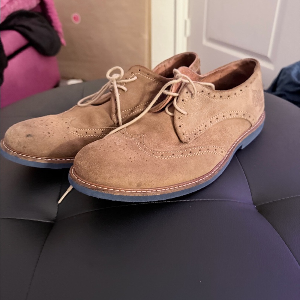Men's Tan Suede Oxford Shoes